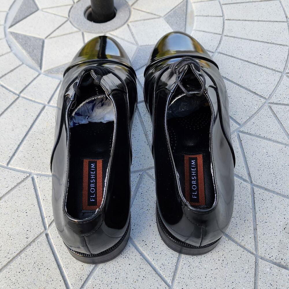 Florsheim Black Patent Leather Lace Up Oxford Dress Shoes 10 3E - Picture 6 of 10